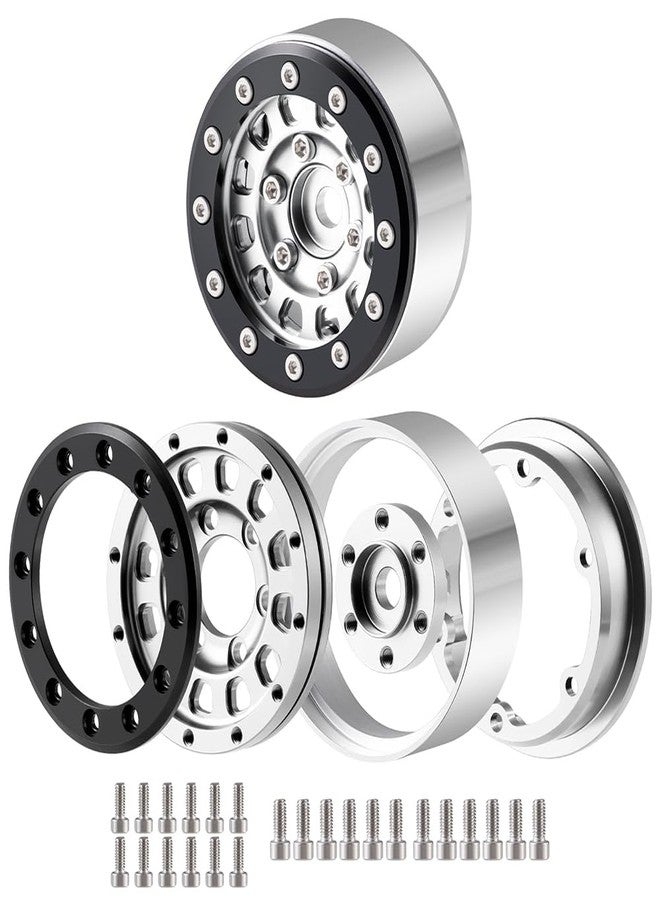 عجلات MORLORDY RC مقاس 1.55 بوصة، عجلات ألومنيوم عتيقة الطراز لسيارات التحكم عن بعد بمقياس 1/18 Axial UTB18 و 1/10 AX90069 D90 TF2 CC01، قطع غيار ترقية (فضي) - Image 2